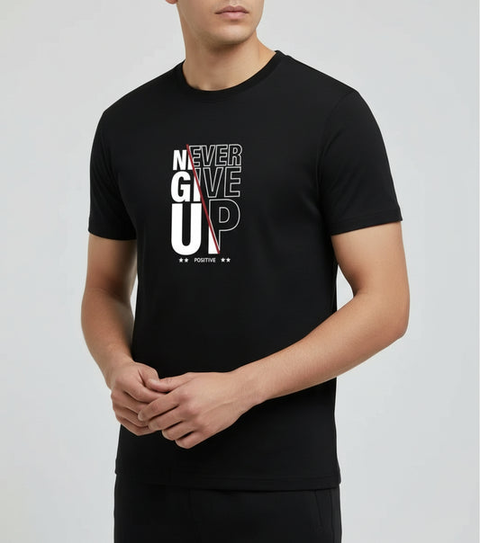 Never Give Up Motivation T Shirt Small