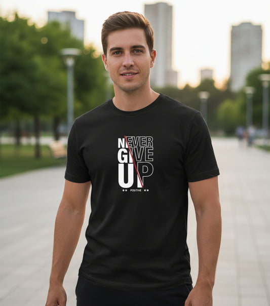 Never Give Up T Shirt Large